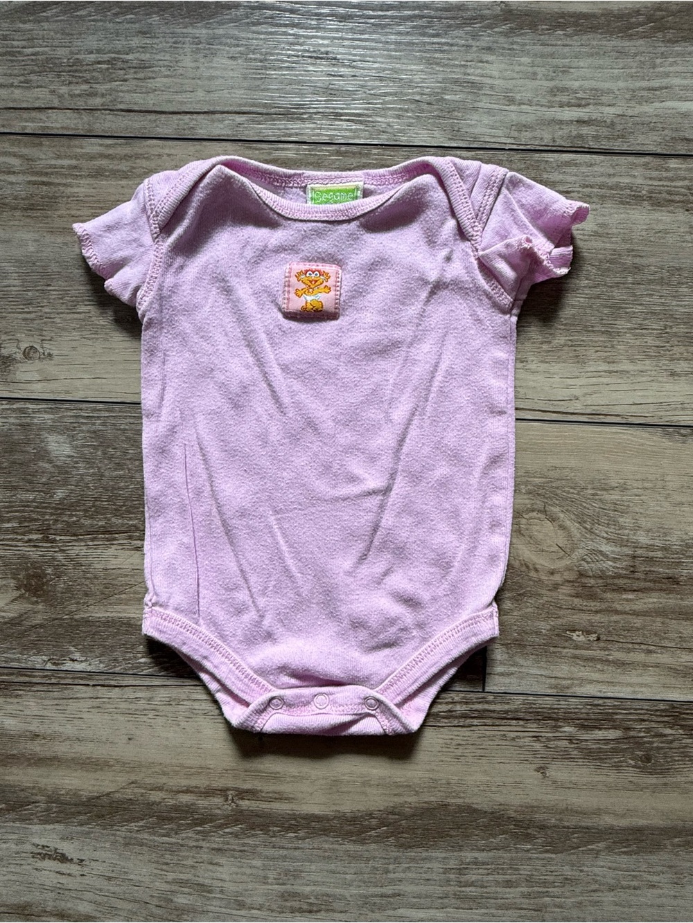 Sesame Beginnings Abby Embroidered Pink Baby One-Piece Bodysuit